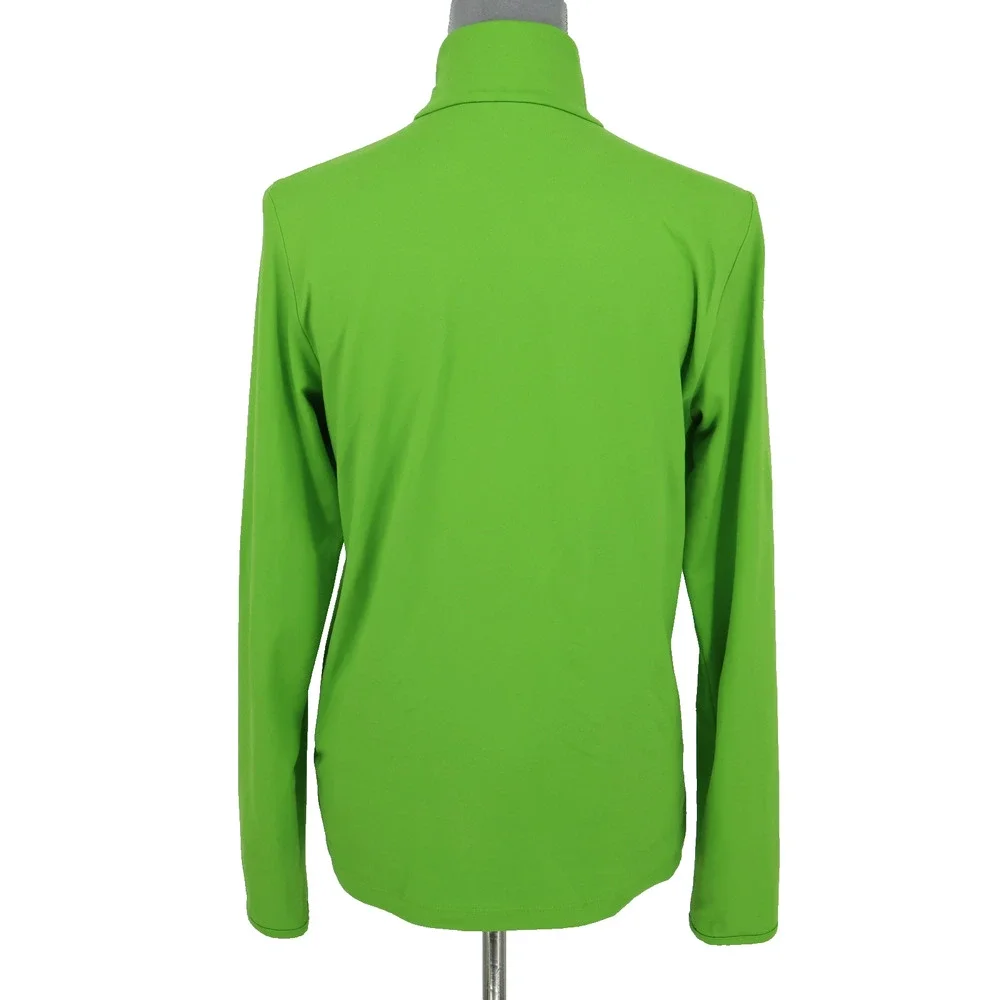 Polo Golf Ralph Lauren Top Womens Large Green Quarter Zip Mock Neck Small Pony - Picture 2 of 13